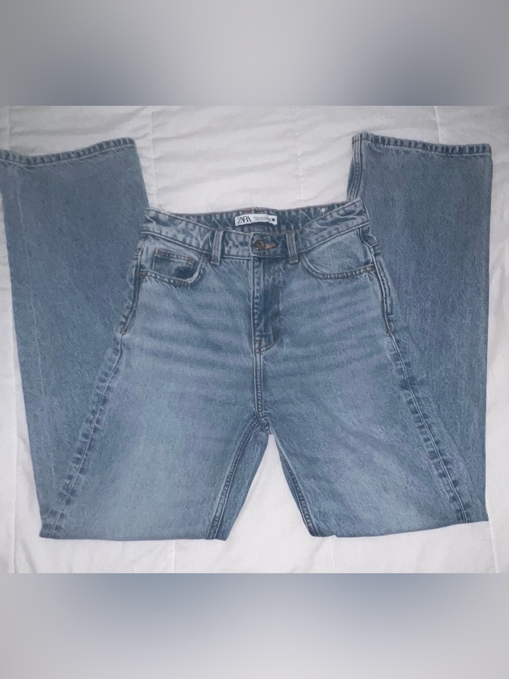 Zara Straight Jeans — Light Blue Denim